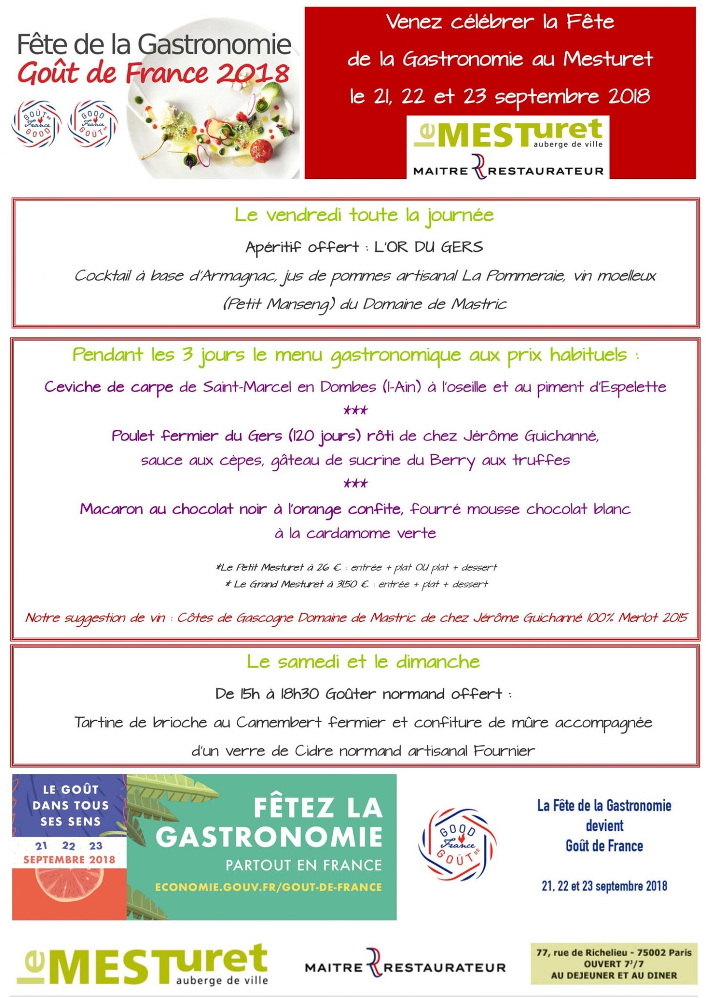 Fête de la Gastronomie Gout de France 2018